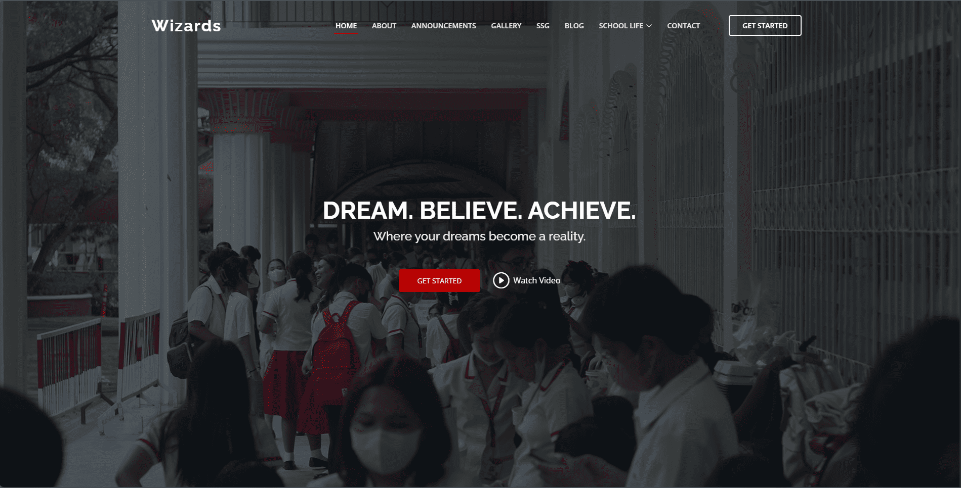 Screenshot of Wizards Homepage
